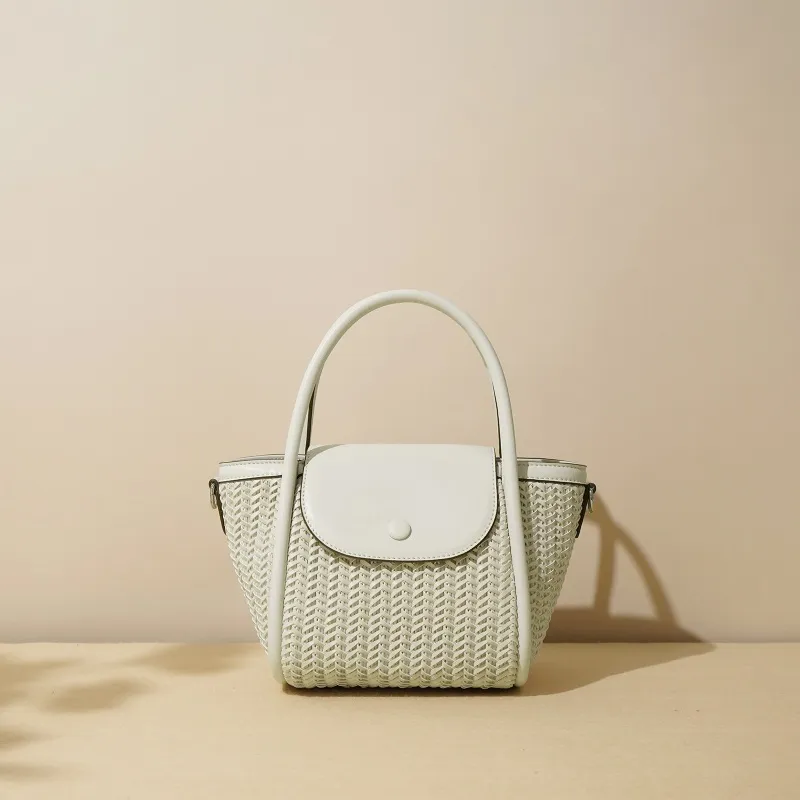 Vörumerkjatöskur Hvítt ofið leður Crossbody poki fyrir konur