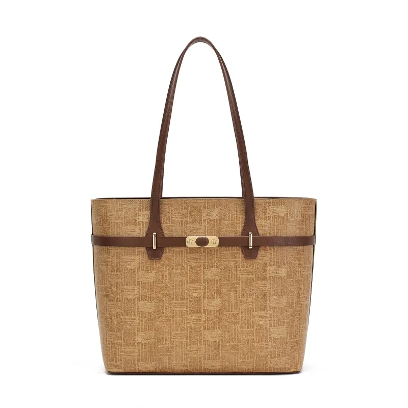 Extra stór brúnt leður töskutaska