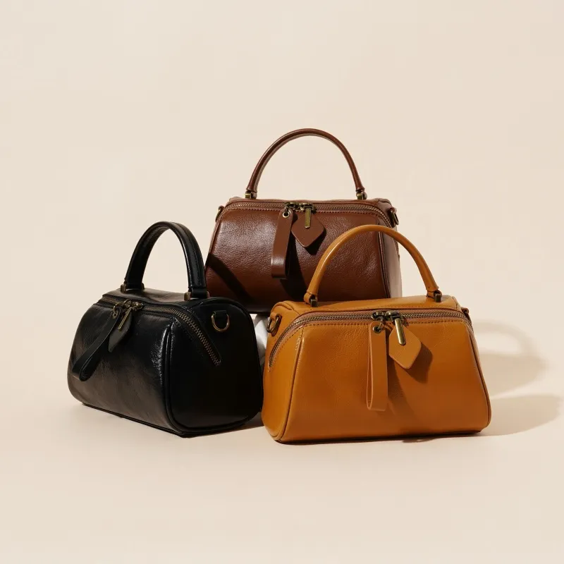 Miðlungs hönnuður dökkbrúnt leður crossbody poka handtöskur