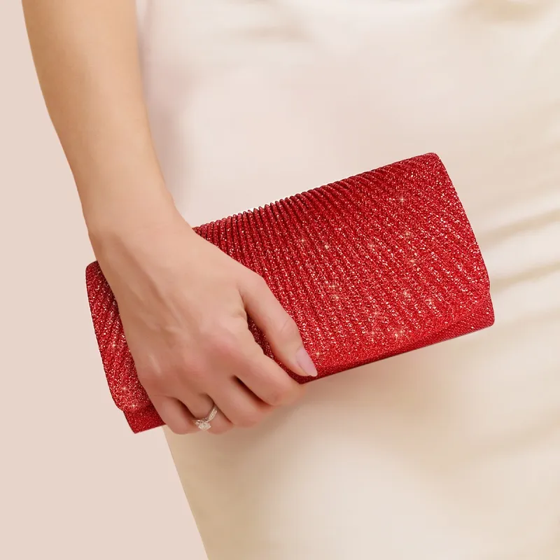 Red Sequin Party Clutch Purses dömur kvöldpoki með keðjuband