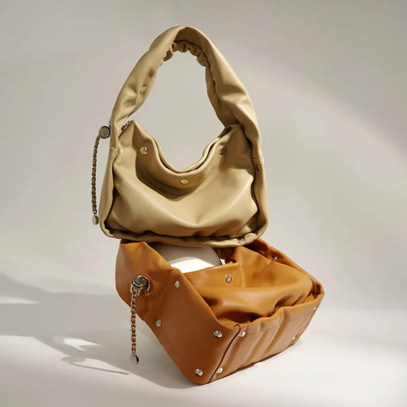 Stílhrein merkt Mini leður hliðar Crossbody Bucket Bag